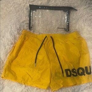 DSQUARED2 Bright Yellow Swim Shorts with Black Logo
